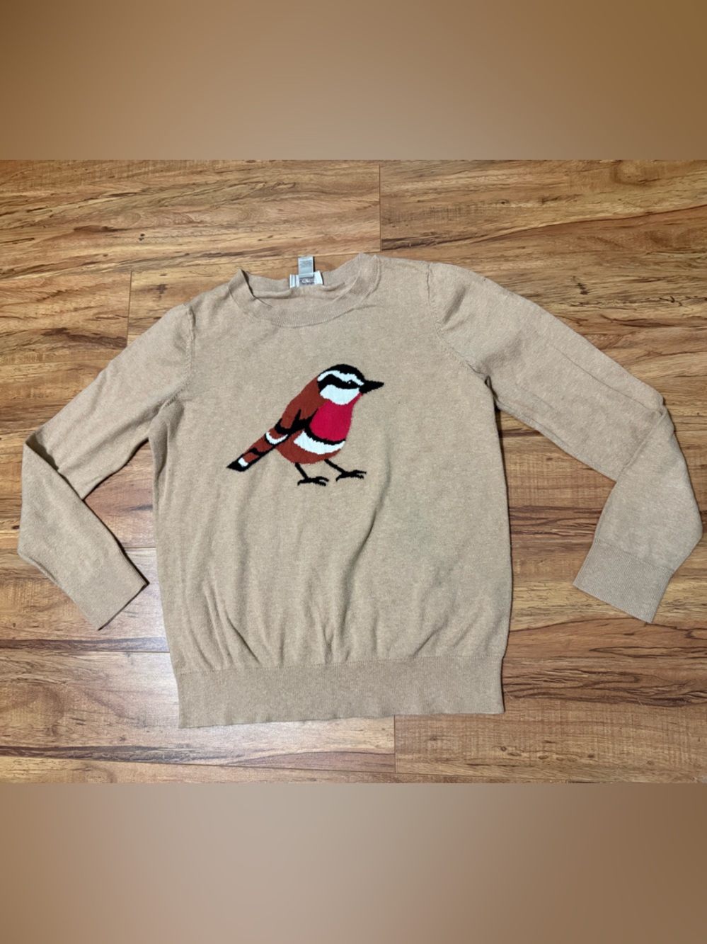 LOFT Cream/Tan Knit Crewneck Sweater T50